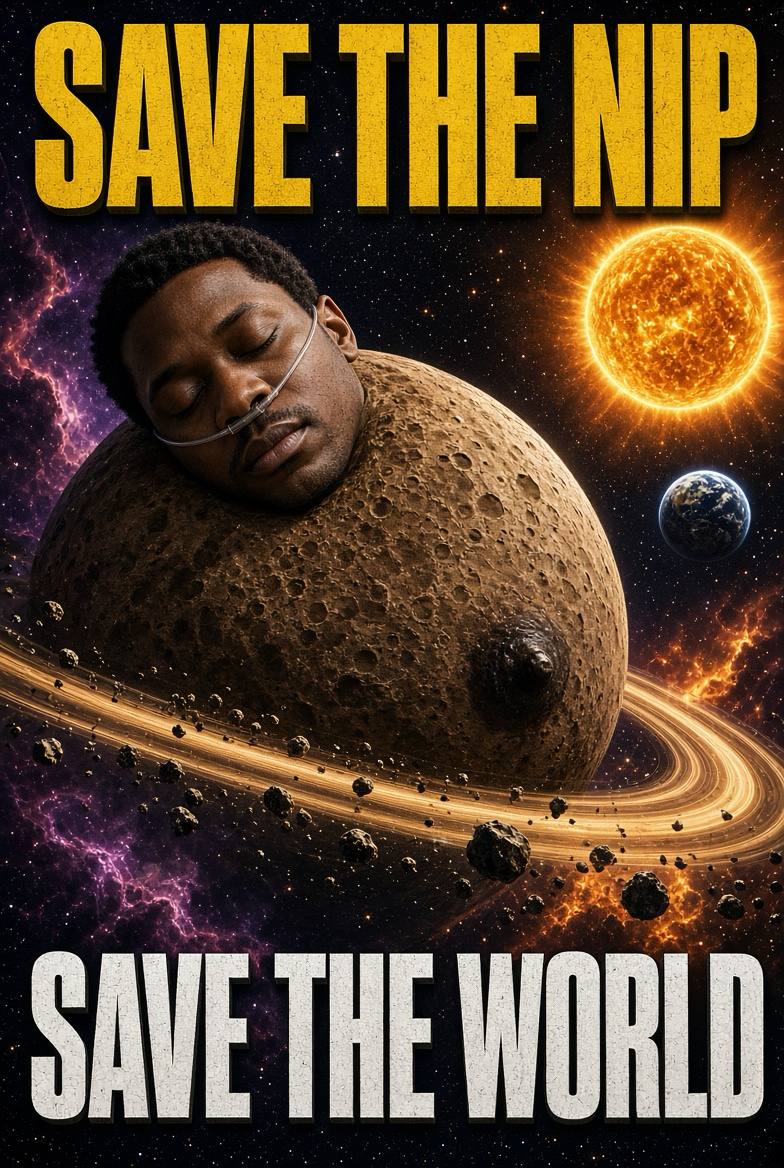 Poster reading Save the nip, save the world