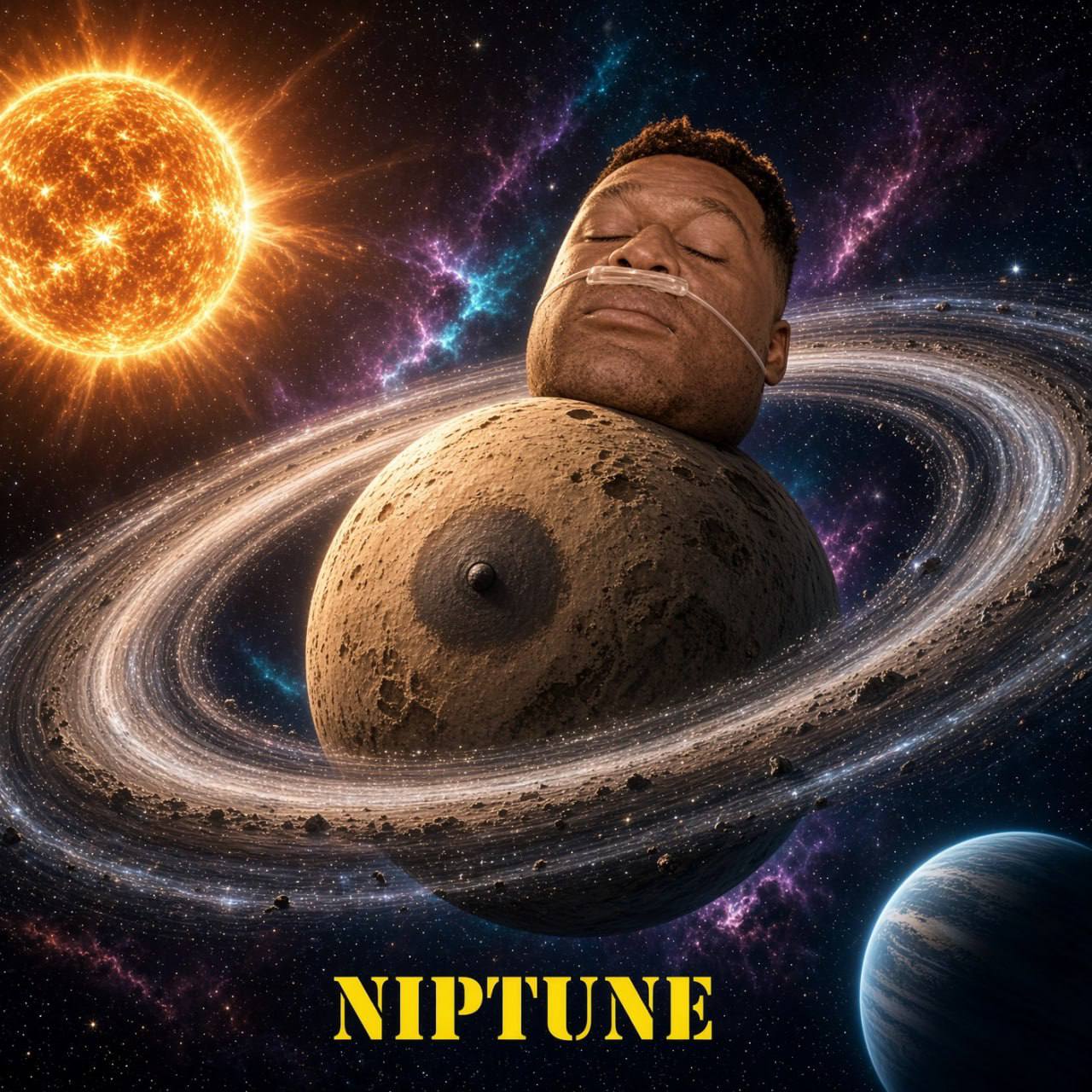 First released image of the newly discovered planet Niptune, ringed and glowing beside the sun
